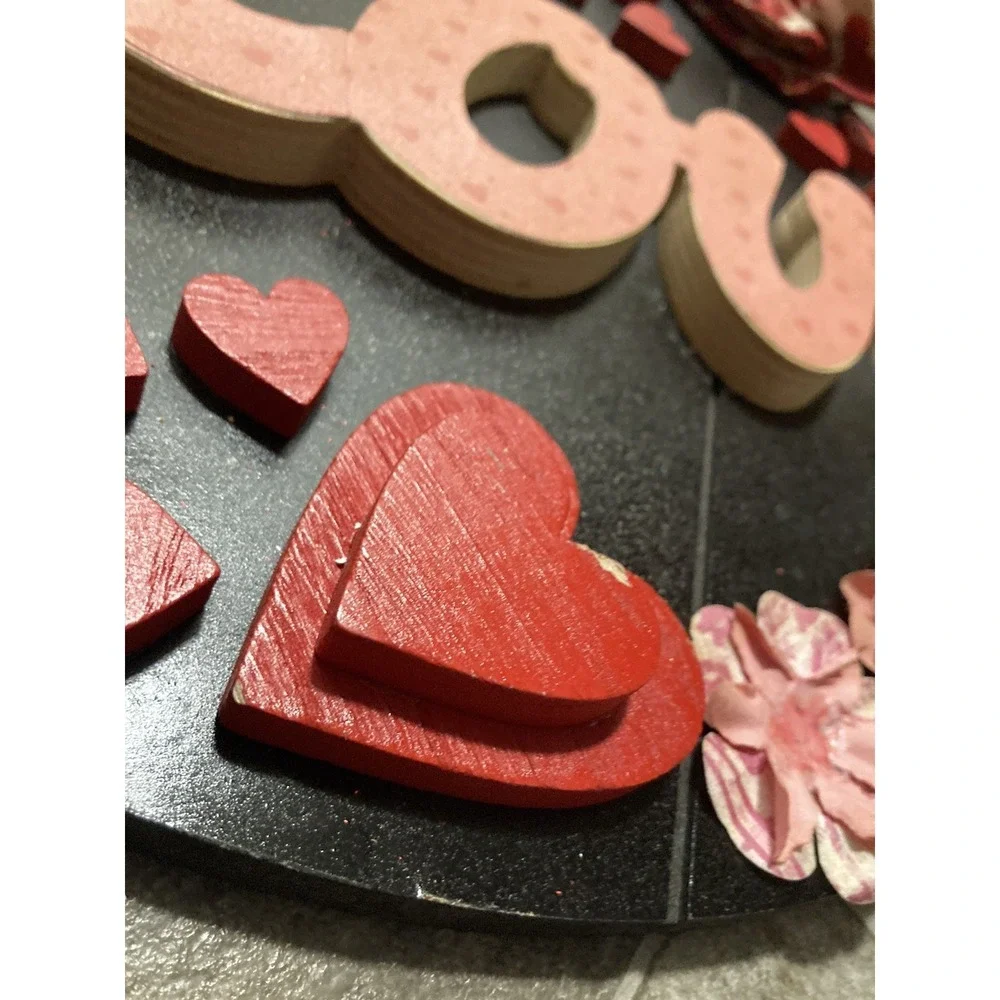 3D Love Front Door Wreath Porch Wallway Decor, Wooden Boho Handmade 16